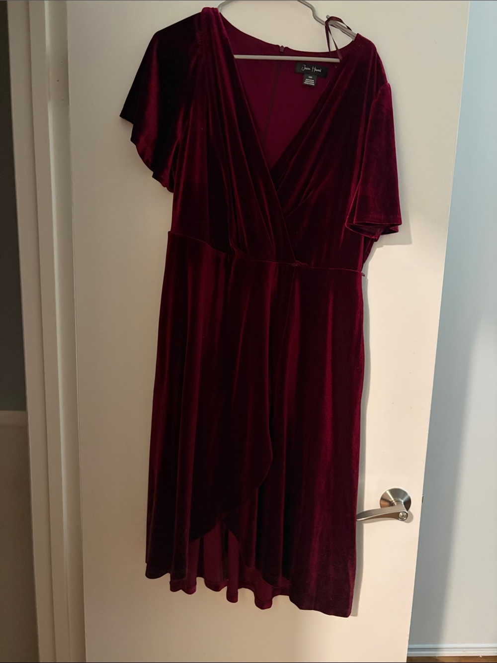 Burgundy Velvet Wrap-Style Dress